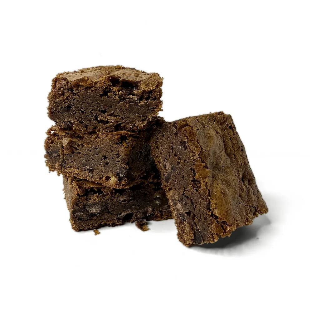 A stack of fudgy classic brownies