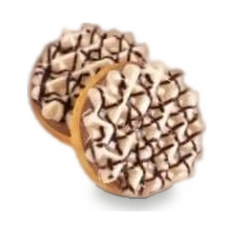 Round biscuits drizzled with chocolate