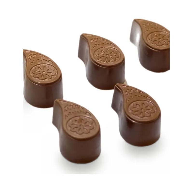 Teardrop-shaped milk chocolates