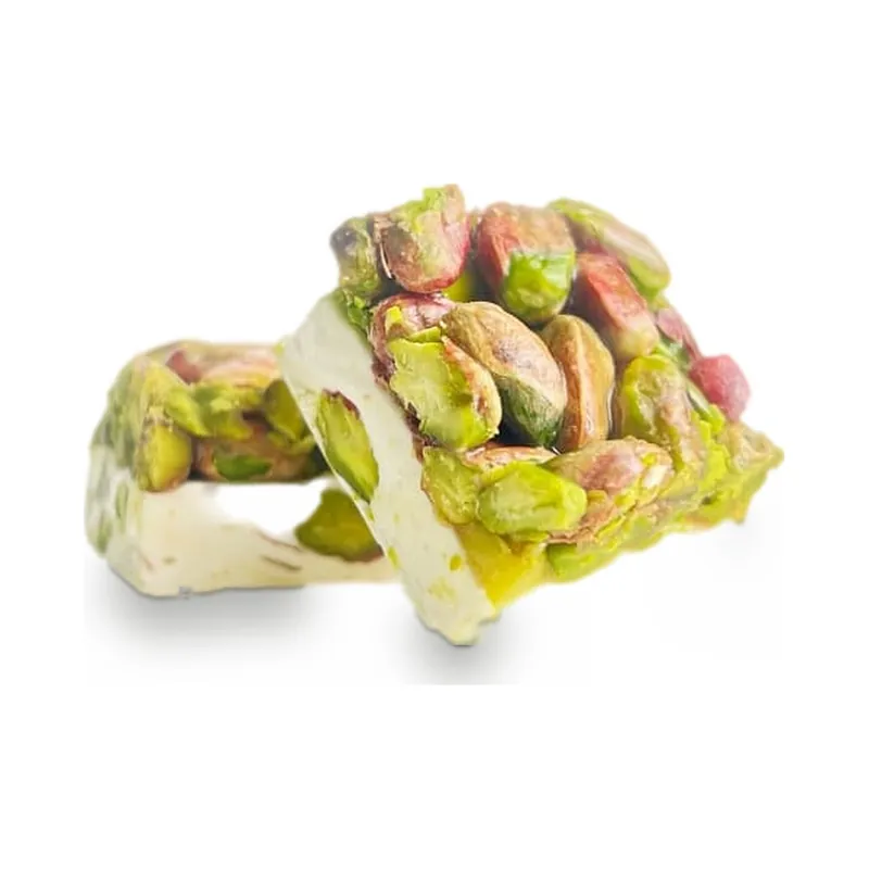 White nougat packed with pistachios