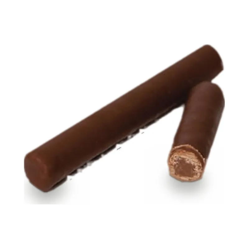 Chocolate sticks, one cut to show the filling