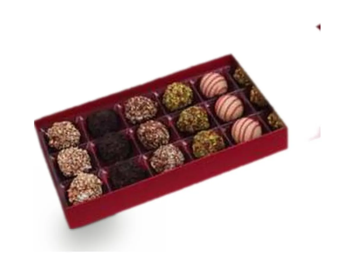 A red box of assorted truffles