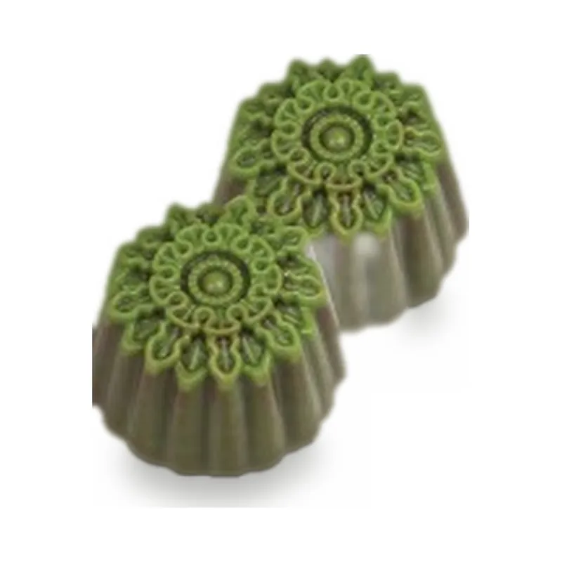Green flower-shaped chocolates