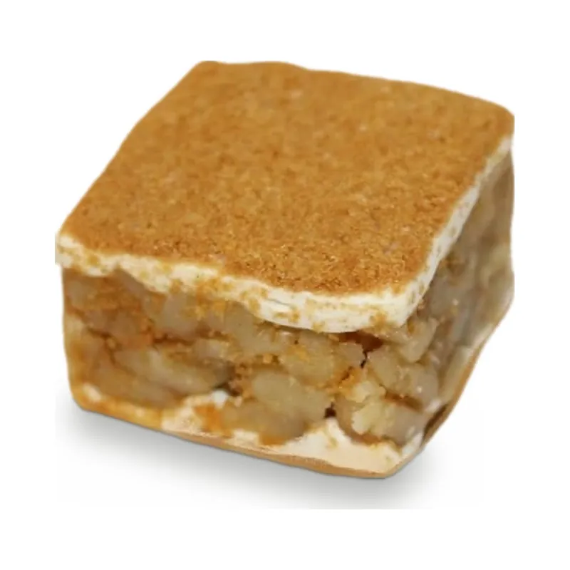 A square of nougat with nuts