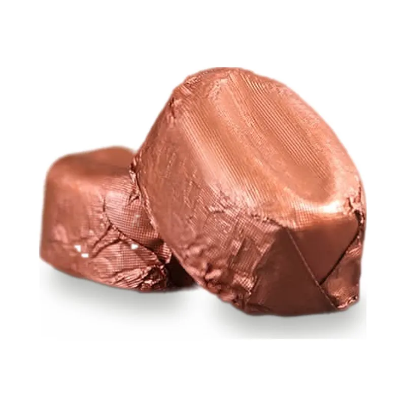 Chocolates wrapped in rose-gold foil