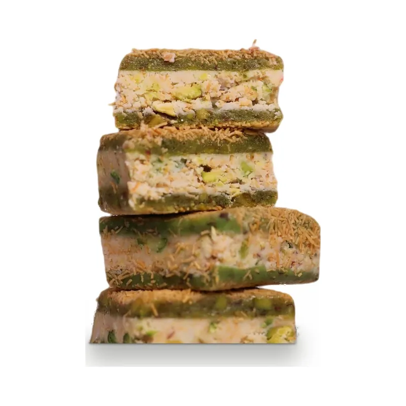 Stacked pistachio layered slices