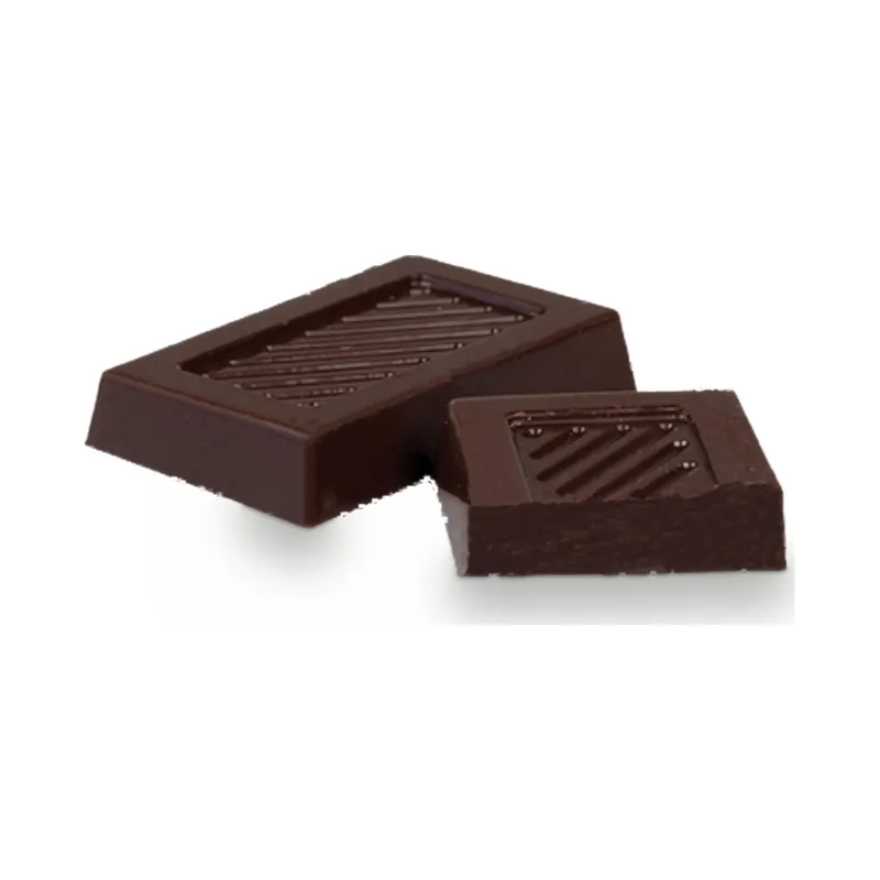 Dark chocolate squares with a patterned top